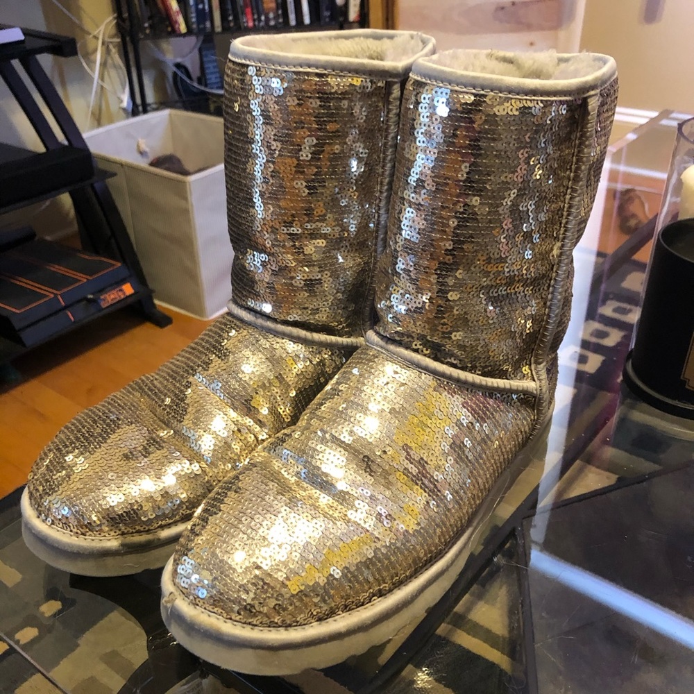 Authentic silver sparkle uggs